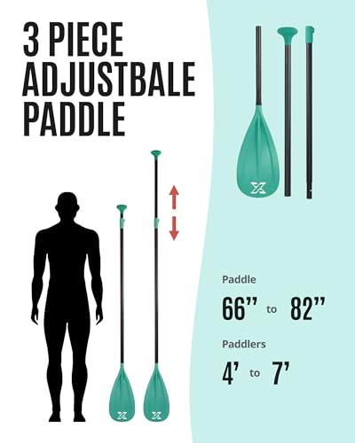 SUP Paddle - Premium Quality 3&4-Piece Adjustable Aluminum SUP Paddle with Glass Fiber Blade - Perfect for Surfing, Floating, and Water Sports Enjoyment (Single Paddle-Green)