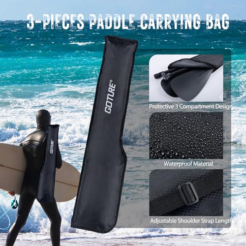 Goture Carbon Fiber Paddles Lightweight, SUP Paddles, Adjustable Carbon Shaft 4-Piece, 74’’ - 86’' Stand-up Paddle Oars for Paddleboards with Carrying Bag