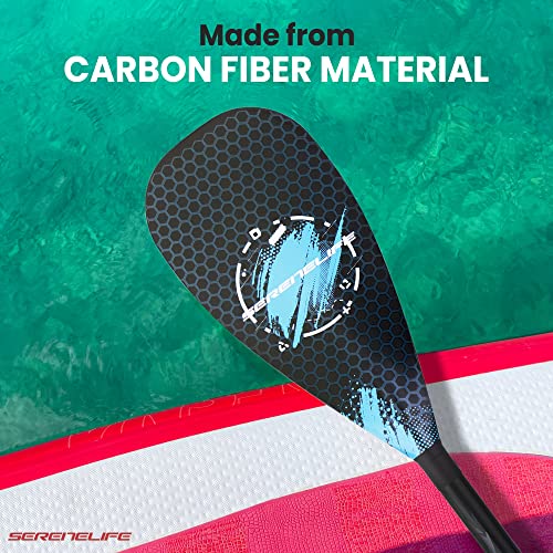SereneLife Adjustable SUP Paddle - Adjustable 3-Piece Mix Carbonfiber Paddle, Lightweight & Comfortable to Use, Includes Carrying Bag w/ Zip and Handle, Comfortable Grip & Powerful Stroke