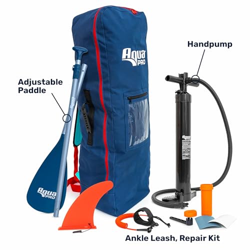 AQUA PRO HALCYON TOURING 11’ 6” Inflatable Stand-Up Paddleboard iSUP, Sleek Stable Design with Non-Slip EVA Deck, includes paddle, ankle leash, pump and carry/storage bag
