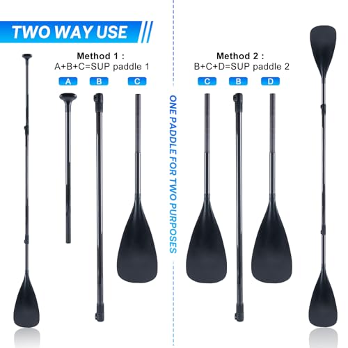 Goture Carbon Fiber Paddles Lightweight, SUP Paddles, Adjustable Carbon Shaft 4-Piece, 74’’ - 86’' Stand-up Paddle Oars for Paddleboards with Carrying Bag