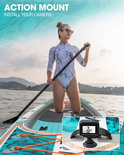 CETANA 11'6×35"x7" Extra Wide Fishing Inflatable Paddle Board with Recessed Deck, 600lb Capacity Stand Up Paddle Board for Adults, Sup for 2+1 Person with Seat, Rod Holder, Backpack, Floating Paddle