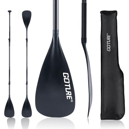 Goture Carbon Fiber Paddles Lightweight, SUP Paddles, Adjustable Carbon Shaft 4-Piece, 74’’ - 86’' Stand-up Paddle Oars for Paddleboards with Carrying Bag