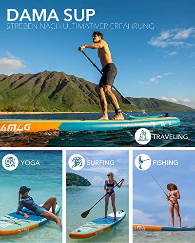 DAMA Inflatable Paddle Board 11'x33" x6" - Yoga