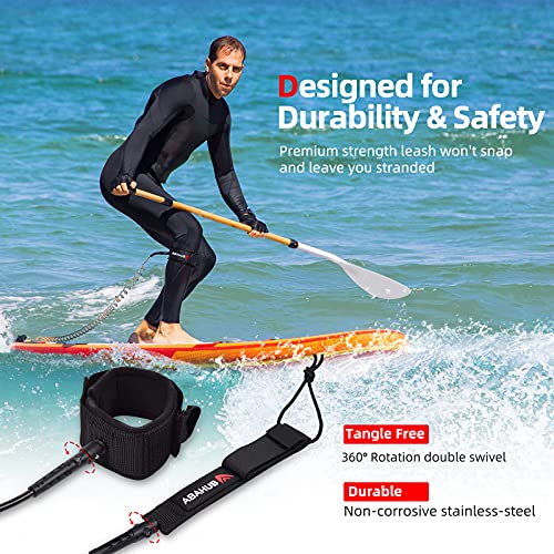 Abahub Premium SUP Leash, 10ft Blue Coil