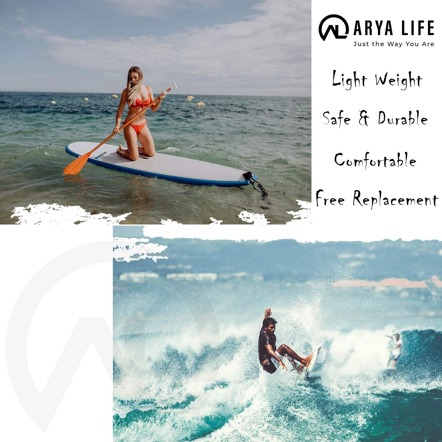 Arya Life 10ft Coiled SUP Leash Stand Up Paddleboard