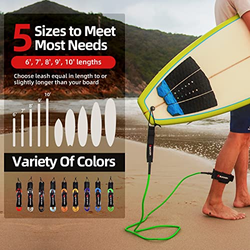 Abahub Premium Surfboard Leash - Straight 6ft Black
