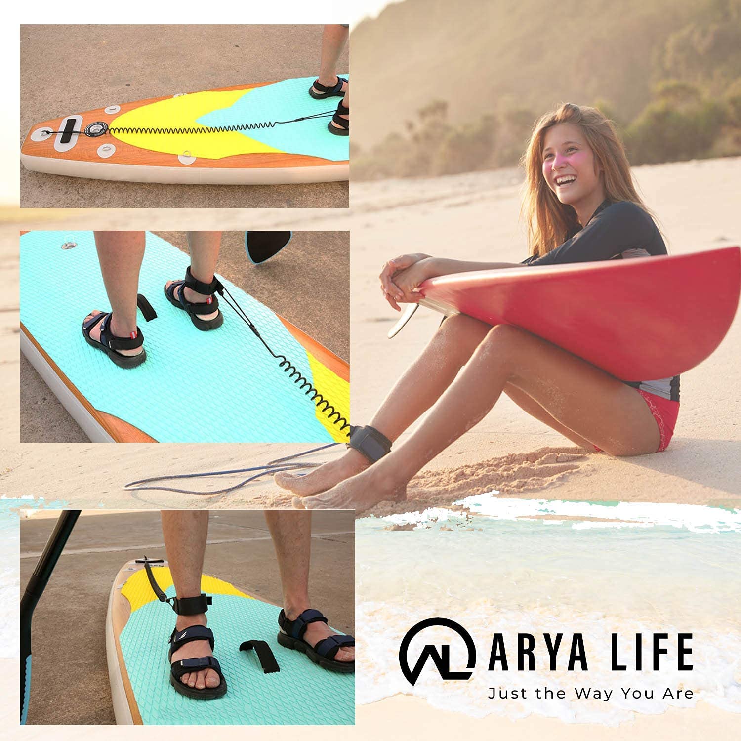 Arya Life 10ft Coiled SUP Leash Stand Up Paddleboard