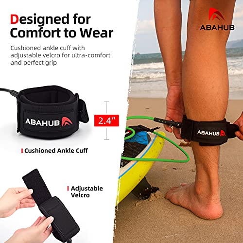Abahub Premium Surfboard Leash - Straight 6ft Black