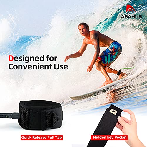 Abahub Premium Surfboard Leash - Straight 6ft Black