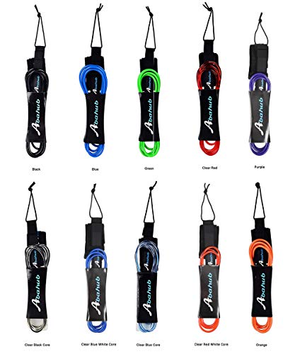 Abahub Premium Surfboard Leash - Straight 6ft Black