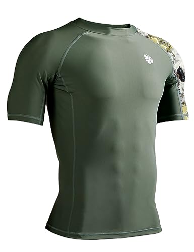 ADOREISM Men's Quick-Dry UPF 50+ Sun Protection Short Sleeve Rash Guard(Aborigines,S)