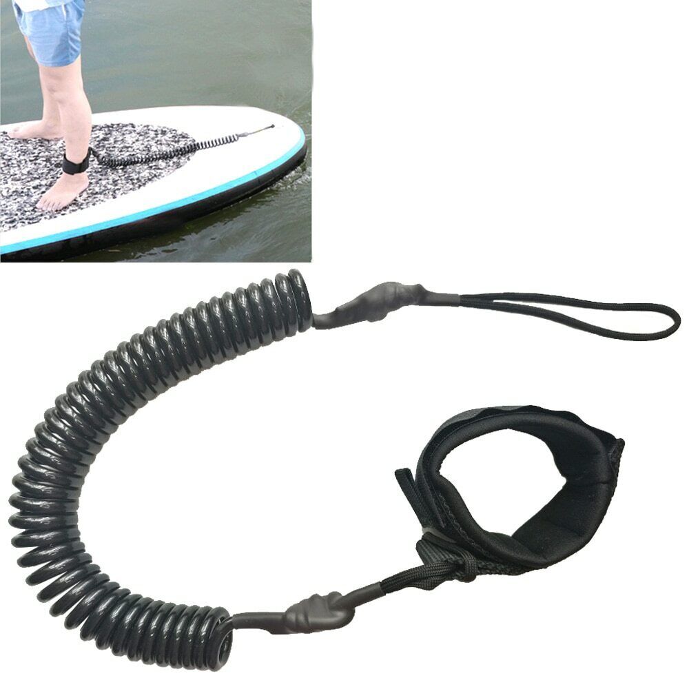 Paddleboard Leash - 10ft Coiled Leg Rope with Ankle Cuff