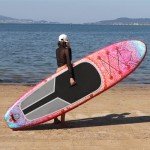 AISUNSS SUP Board 10.6Ft All Around Board Premium iSUP, Yoga Board with SUP Accessories Include Non-Slip mat, Waterproof Phone Bag, Double Action Pump, Adjustable Aluminum Paddle (Red)