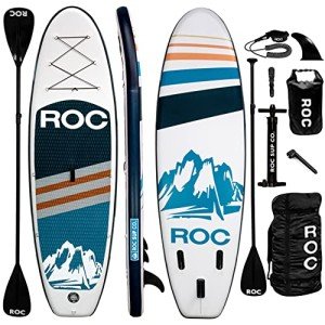 Roc Inflatable Stand Up Paddle Boards with Premium SUP Paddle Board Accessories, Wide Stable Design, Non-Slip Comfort Deck for Youth & Adults (Navy)
