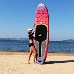 AISUNSS SUP Board 10.6Ft All Around Board Premium iSUP, Yoga Board with SUP Accessories Include Non-Slip mat, Waterproof Phone Bag, Double Action Pump, Adjustable Aluminum Paddle (Red)