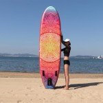 AISUNSS SUP Board 10.6Ft All Around Board Premium iSUP, Yoga Board with SUP Accessories Include Non-Slip mat, Waterproof Phone Bag, Double Action Pump, Adjustable Aluminum Paddle (Red)