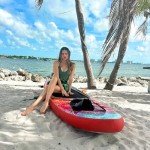 AISUNSS SUP Board 10.6Ft All Around Board Premium iSUP, Yoga Board with SUP Accessories Include Non-Slip mat, Waterproof Phone Bag, Double Action Pump, Adjustable Aluminum Paddle (Red)