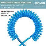 LINGVUM Coiled SUP Leash Premium Stand Up Paddle Board Leg Rope Wrist Strap Surfboard Leash for Paddleboard, Shortboard, Longboard