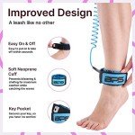 BPS 'Storm' Ultralite Surf SUP Coiled Leg Rope - 10 Foot Ankle Leash with Double Stainless Steel Swivels and Hidden Key Pocket - Surfboard Longboard Paddleboard Leash (Koru Dark Blue)