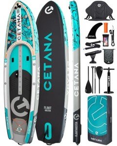 CETANA 11'6×35"x7" Extra Wide Fishing Inflatable Paddle Board with Recessed Deck, 600lb Capacity Stand Up Paddle Board for Adults, Sup for 2+1 Person with Seat, Rod Holder, Backpack, Floating Paddle