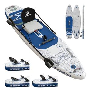 iTAOSTAR A02CP 35" Extra Wide Paddle Board, Stand Up Paddle Board with Seat, Stable Wide Inflatable Paddle Boards for Adults/Family/Youth of All Skill Levels