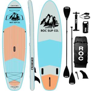 Roc Inflatable Stand Up Paddle Boards with Premium SUP Paddle Board Accessories, Wide Stable Design, Non-Slip Comfort Deck for Youth & Adults (Cloud)