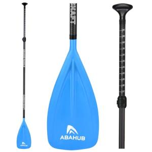 Abahub 1 x 3 Section Carbon Fiber SUP Paddle, Adjustable 67''-86'' Stand Up Paddle Lightweight Carbon Shaft, Blue Plastic Blade + Paddle Bag