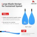 Abahub 1 x 3 Section Carbon Fiber SUP Paddle, Adjustable 67''-86'' Stand Up Paddle Lightweight Carbon Shaft, Blue Plastic Blade + Paddle Bag