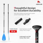 Abahub 1 x 3 Section Carbon Fiber SUP Paddle, Adjustable 67''-86'' Stand Up Paddle Lightweight Carbon Shaft, Blue Plastic Blade + Paddle Bag