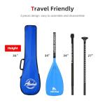 Abahub 1 x 3 Section Carbon Fiber SUP Paddle, Adjustable 67''-86'' Stand Up Paddle Lightweight Carbon Shaft, Blue Plastic Blade + Paddle Bag
