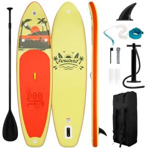 FunWater SUP Inflatable Stand Up Paddle Board Ultra-Light Inflatable Paddleboard with Accessories, Fin, Adjustable Paddle, Pump, Backpack, Leash