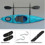 Single Kayak Rack - 55lb Capacity Wall or Ceiling Storage Straps for Surfboards, Paddleboards, SUP, or Canoe - Adjustable Kayak Hanger by RAD Sportz