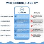 Hang 11 Vertical Surfboard Rack - Surf Racks for Wall, Sustainable Hardwood Surf Board Holder with Rubber Mat, Surfboard Wall Mount, Paddle Board & SUP Garage Storage (6 arms / 5-6 boards)