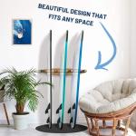 Hang 11 Vertical Surfboard Rack - Surf Racks for Wall, Sustainable Hardwood Surf Board Holder with Rubber Mat, Surfboard Wall Mount, Paddle Board & SUP Garage Storage (4 arms / 3-4 boards)