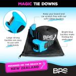 BPS ‘Magic’ Tie Down Straps for Roof Rack - ‘No Scratch’ 15 feet Tie Downs 2-Pack Surfboard Straps Silicone Buckle Cover with Storage Bag Made from Recycled Plastics – SUP Kayak Canoe Paddle Board