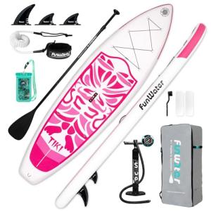 FunWater Inflatable 10'6×33"×6" Ultra-Light SUP for All Skill Levels Everything Included with Stand Up Paddle Board, Adj Paddle, Pump, ISUP Travel Backpack, Leash, Waterproof Bag