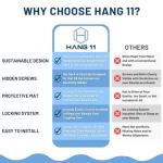 Hang 11 Vertical Surfboard Rack - Surf Racks for Wall, Sustainable Hardwood Surf Board Holder with Rubber Mat, Surfboard Wall Mount, Paddle Board & SUP Garage Storage (4 arms / 3-4 boards)