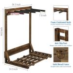 MyGift Surfboard Rack, 4-Ft Tall Rustic Burnt Wood Freestanding Vertical Surfboard Stand, Wakeboard SUP Paddleboard Storage Rack - Holds up to 4 Boards