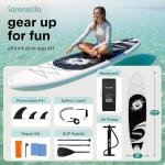 SereneLife Inflatable Stand Up Paddle Board (6 Inches Thick) with Premium SUP Accessories & Carry Bag | Wide Stance, Bottom Fin for Paddling, Surf Control, Non-Slip Deck | Youth & Adult Standing Boat