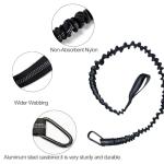 Lvsnro Paddle Leash Kayak Paddle Holder Tool Lanyard - 2 Pack Stretchable Paddle Strap with Carabiner Secure Leash Lanyard Rope for SUP Kayak Canoe Paddle Fishing Pole Rod (Black-2pcs)