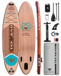 TEFAZAO 34'' Wide Inflatable Stand Up Paddle Board, 400lbs Capacity SUP Board with Premium Paddle Board Accessories, 100L Backpack, Dry Bag, Adj Paddle with for Adults (Wood)