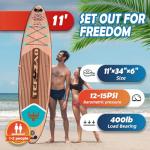 TEFAZAO 34'' Wide Inflatable Stand Up Paddle Board, 400lbs Capacity SUP Board with Premium Paddle Board Accessories, 100L Backpack, Dry Bag, Adj Paddle with for Adults (Wood)