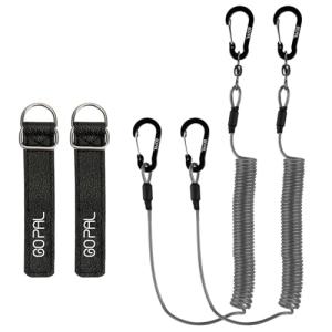 Go Pal PS1 Heavy Duty Kayak Paddle Leash, Retractable Fishing Rod Tether with 5.9" Belt, Paddle Board Accessories, Pole Straps, Fishing Lanyard Stretches to 79", 2 Pack