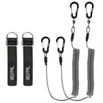 Go Pal PS1 Heavy Duty Kayak Paddle Leash, Retractable Fishing Rod Tether with 5.9" Belt, Paddle Board Accessories, Pole Straps, Fishing Lanyard Stretches to 79", 2 Pack