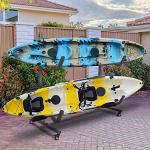 Bonnlo Kayak Stand Freestanding, Storage Rack for Two-Kayak, Canoe, Boat, Paddle Board, SUP, Surfboard for Indoor Outdoor Garage, Shed, Dock with Lockable Wheels Wide Adjustable Heavy Duty Holder