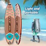 TEFAZAO 34'' Wide Inflatable Stand Up Paddle Board, 400lbs Capacity SUP Board with Premium Paddle Board Accessories, 100L Backpack, Dry Bag, Adj Paddle with for Adults (Wood)