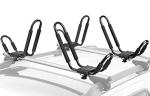 Leader Accessories Kayak Rack 2 Pair J Bar for Canoe Surf Board SUP On Roof Top Mount Crossbar with 4 pcs Tie Down Straps