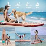 TEFAZAO 34'' Wide Inflatable Stand Up Paddle Board, 400lbs Capacity SUP Board with Premium Paddle Board Accessories, 100L Backpack, Dry Bag, Adj Paddle with for Adults (Wood)