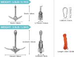 BeGrit Kayak Anchor 1.5lb Small Boat Anchor Folding Marine Anchor for Fishing,Kayak,Paddle Board,Canoe,Jet Ski, with 32.8 ft Anchor Tow Rope Carrying Bag